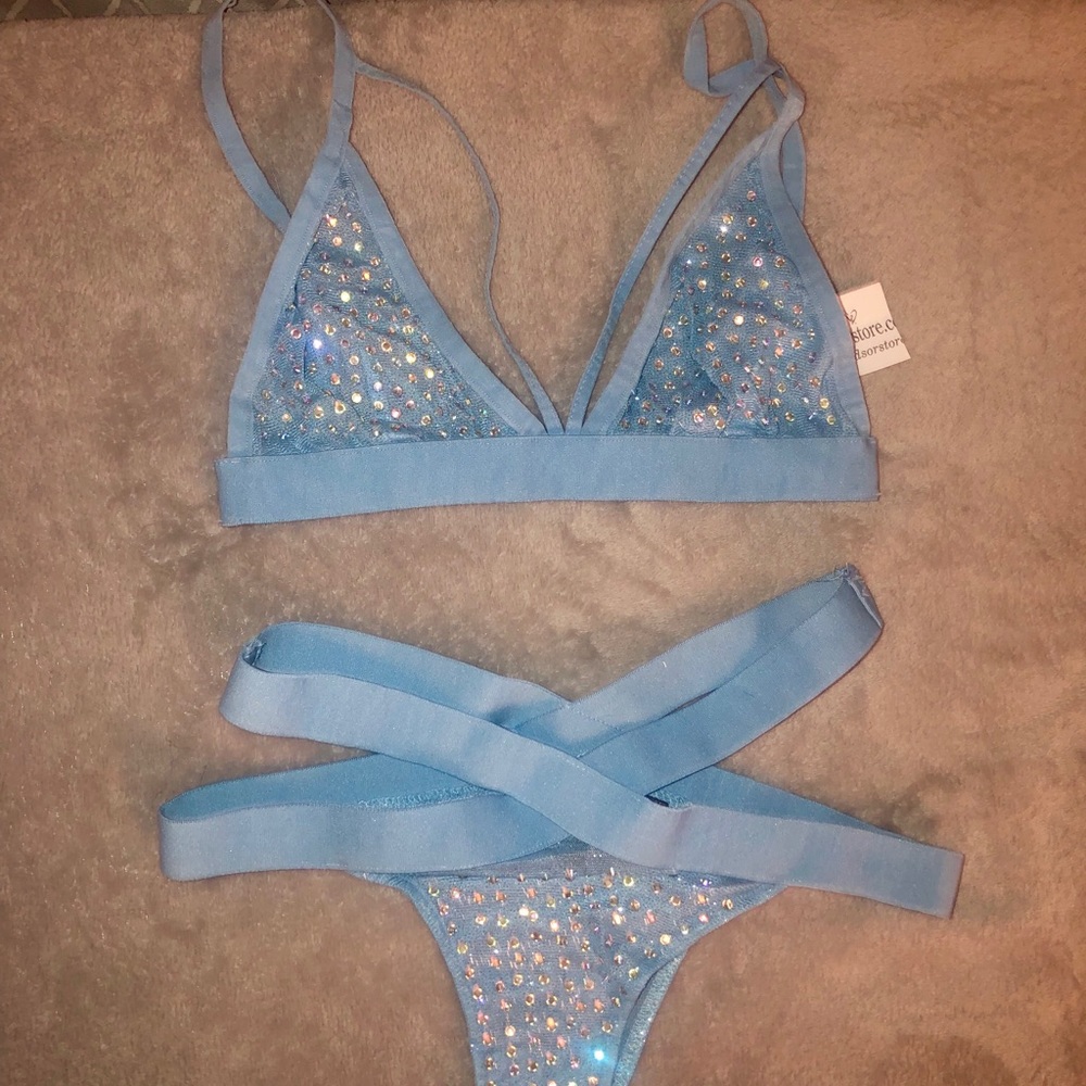 Light Blue Mesh Two Piece